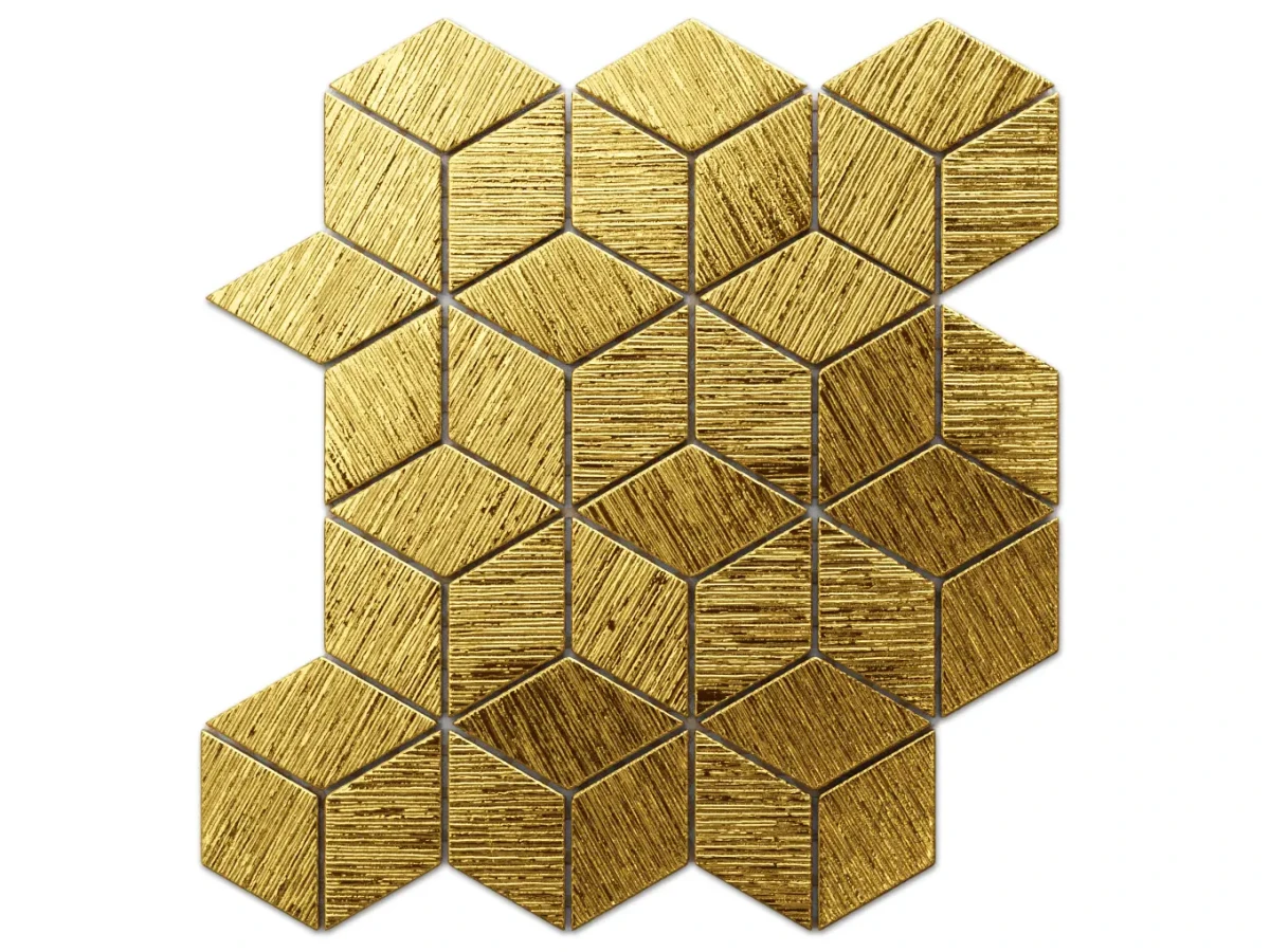 MOZAIKA SZKLANA ROMB DIAMOND ZŁOTA GOLD STRUKTURA – dekoracyjne do wnętrz – Szklane Mozaiki