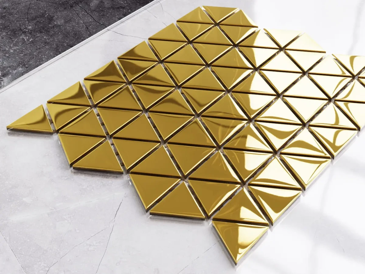 MOZAIKA SZKLANA TRIANGLE BLANKET ZŁOTA GOLD – dekoracyjne do wnętrz – Szklane Mozaiki