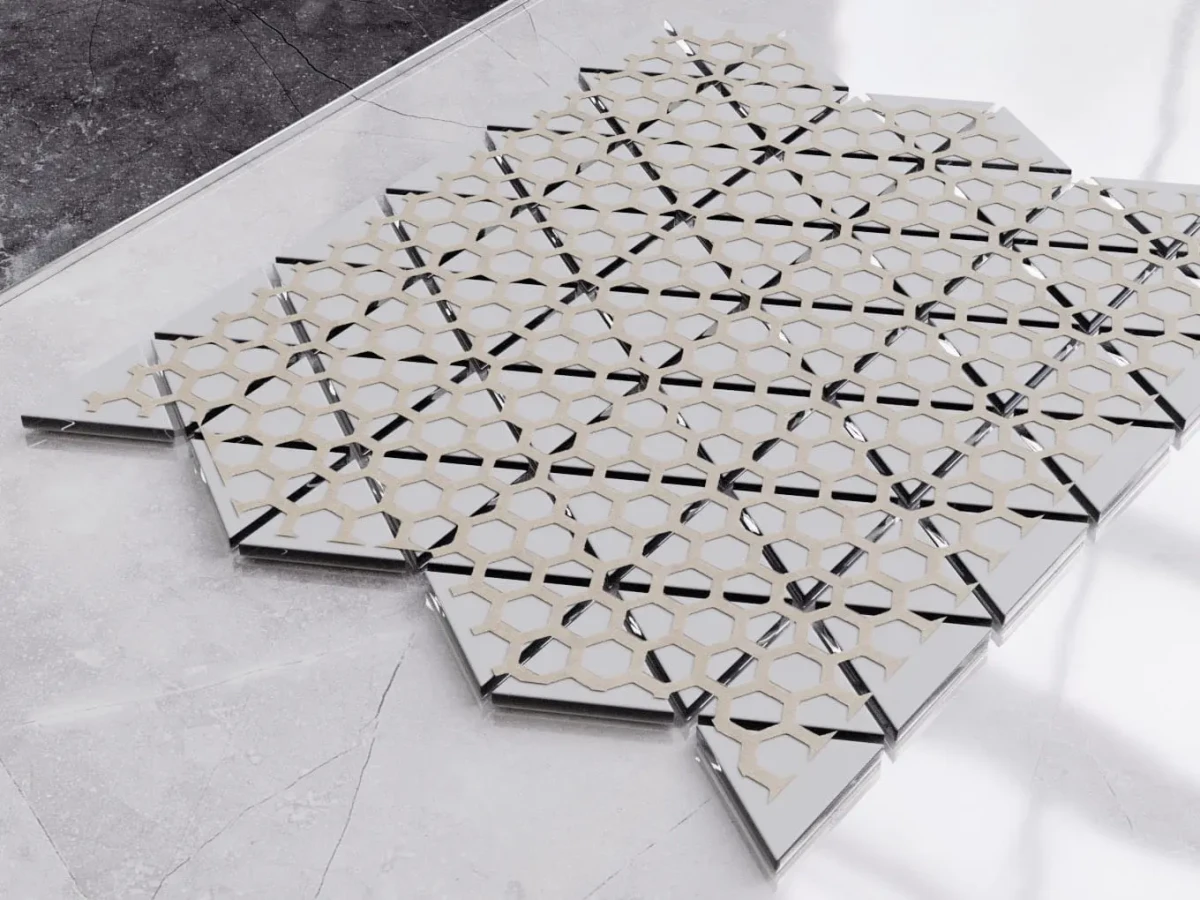 MOZAIKA SZKLANA TRIANGLE BLANKET SILVER SREBRNA CHROM – dekoracyjne do wnętrz – Szklane Mozaiki