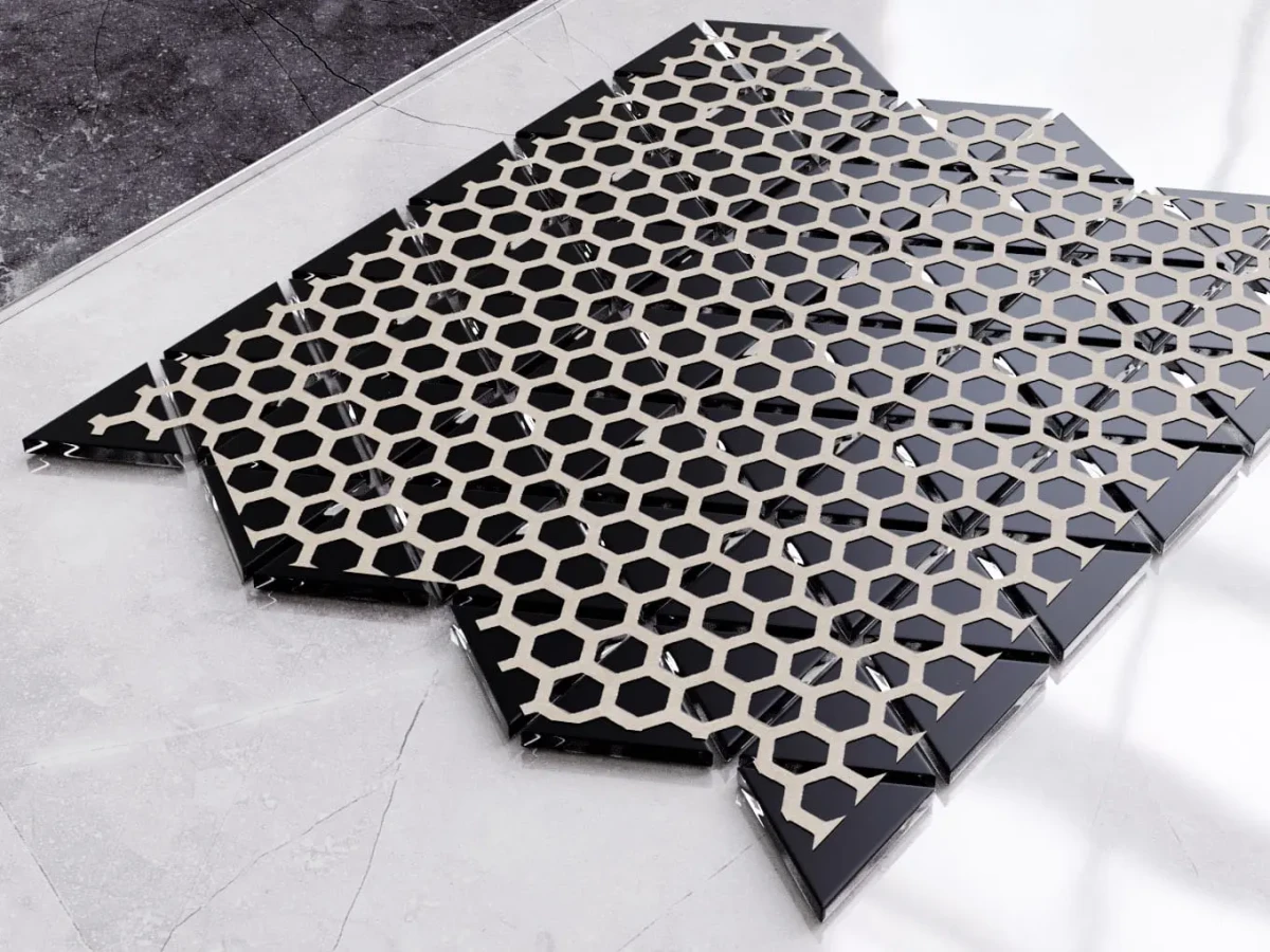 MOZAIKA SZKLANA TRIANGLE BLANKET CZARNA BLACK – dekoracyjne do wnętrz – Szklane Mozaiki