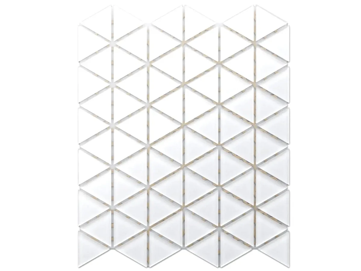 MOZAIKA SZKLANA TRIANGLE BLANKET BIAŁA WHITE – dekoracyjne do wnętrz – Szklane Mozaiki