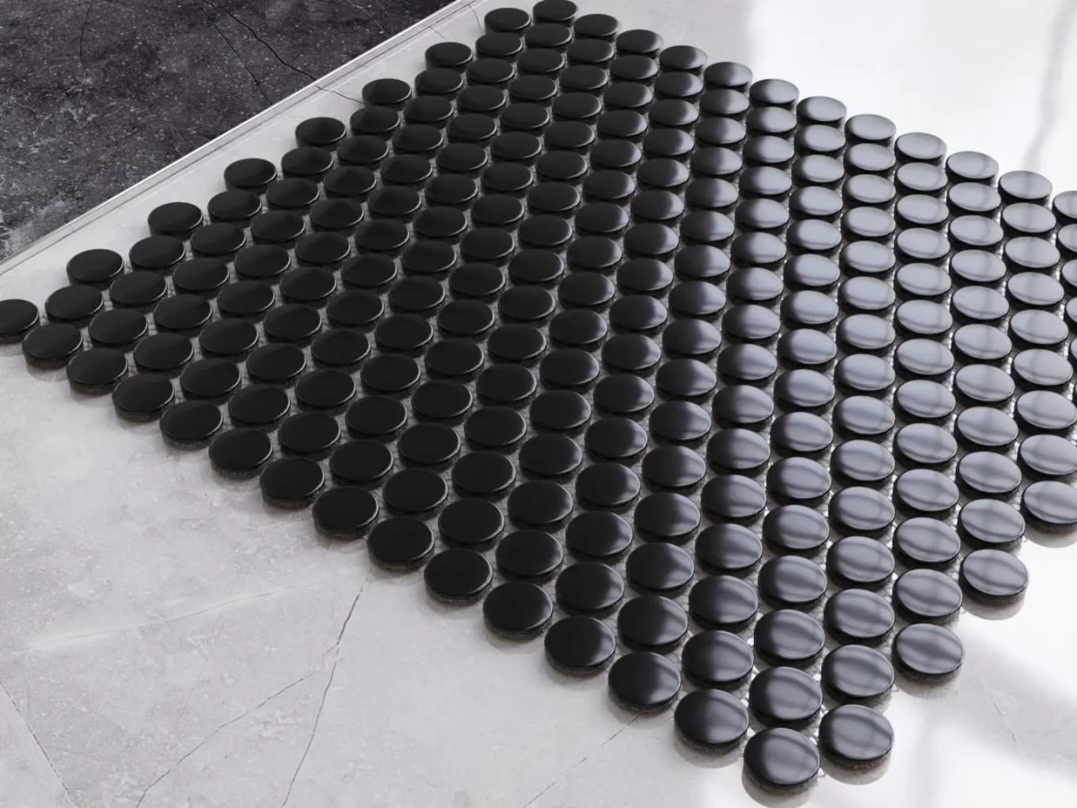 Mozaika ceramiczna Penny Dots czarna matowa satyna - szklanemozaiki.pl