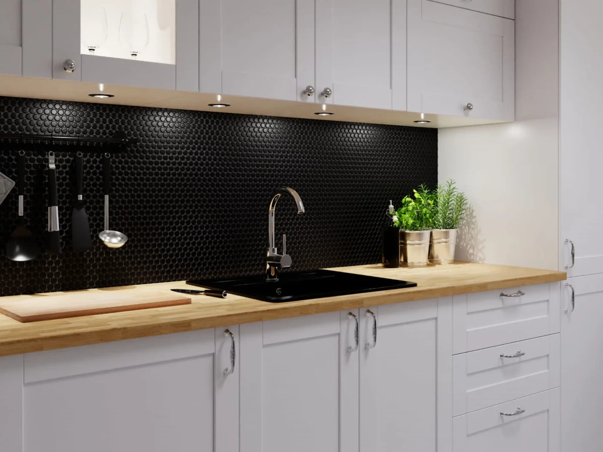 Mozaika ceramiczna Penny Dots czarna matowa satyna - szklanemozaiki.pl