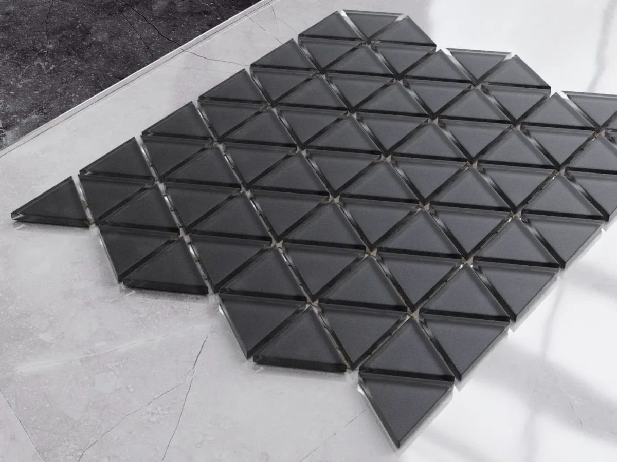 MOZAIKA SZKLANA TRIANGLE BLANKET CZARNA SOFT BLACK  – dekoracyjne do wnętrz – Szklane Mozaiki