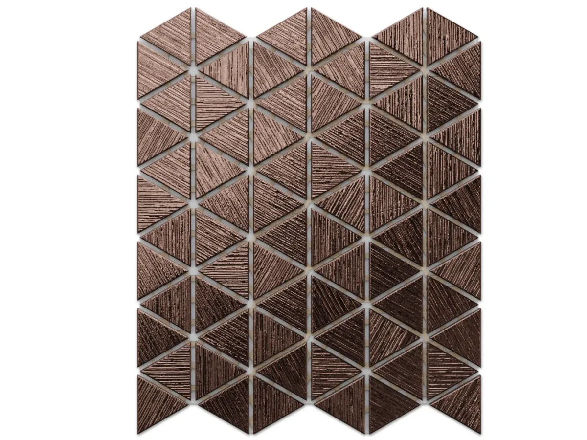 MOZAIKA SZKLANA TRIANGLE BLANKET COPPER BROWN – dekoracyjne do wnętrz – Szklane Mozaiki