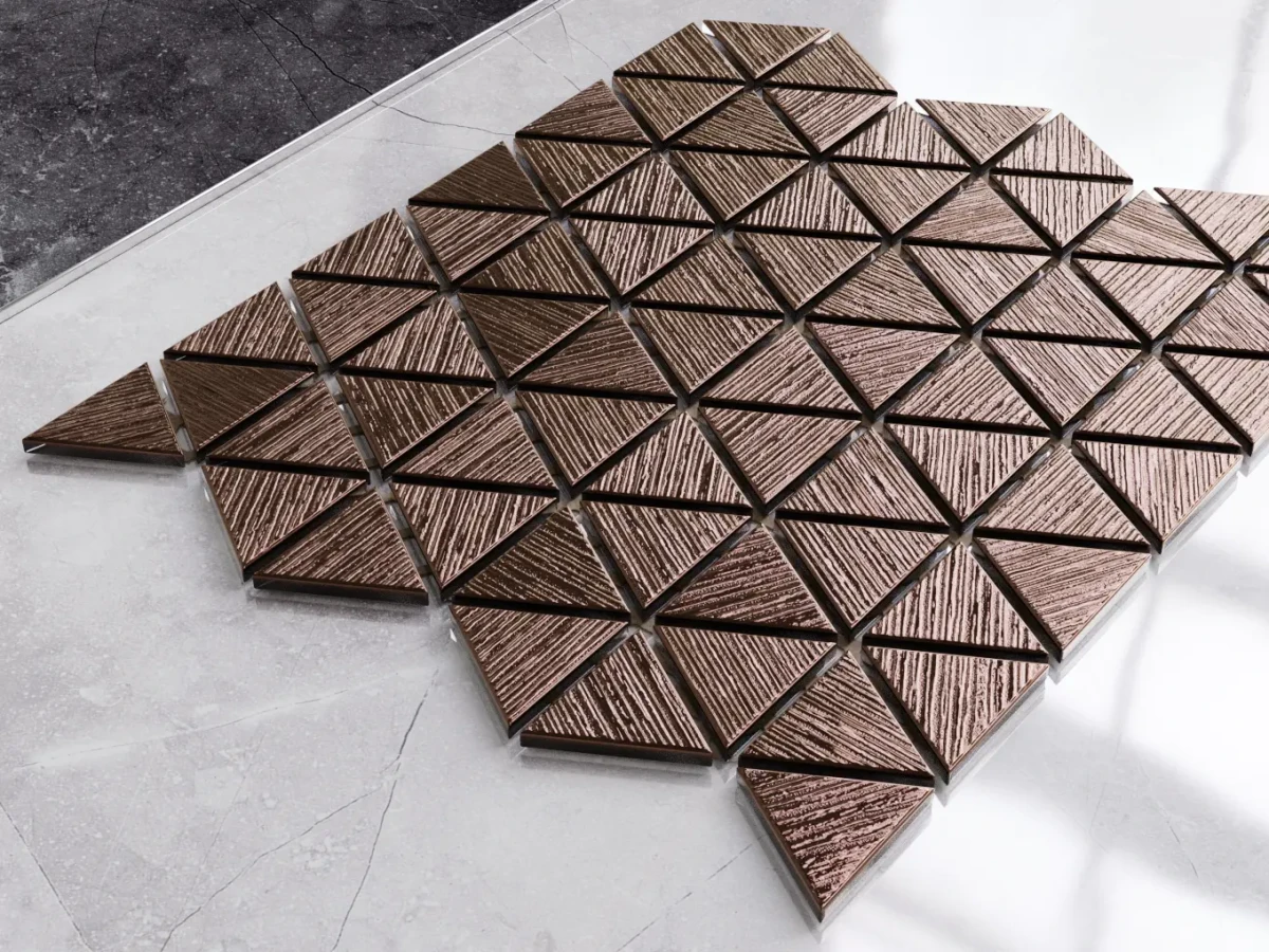 MOZAIKA SZKLANA TRIANGLE BLANKET COPPER BROWN – dekoracyjne do wnętrz – Szklane Mozaiki