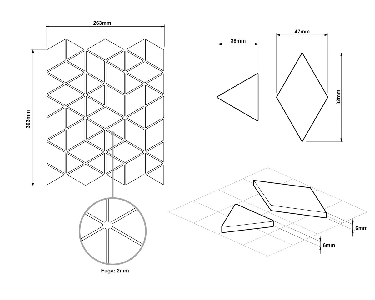 MOZAIKA SZKLANA TRIANGLE DIAMOND SILVER SREBRNA – dekoracyjne do wnętrz – Szklane Mozaiki