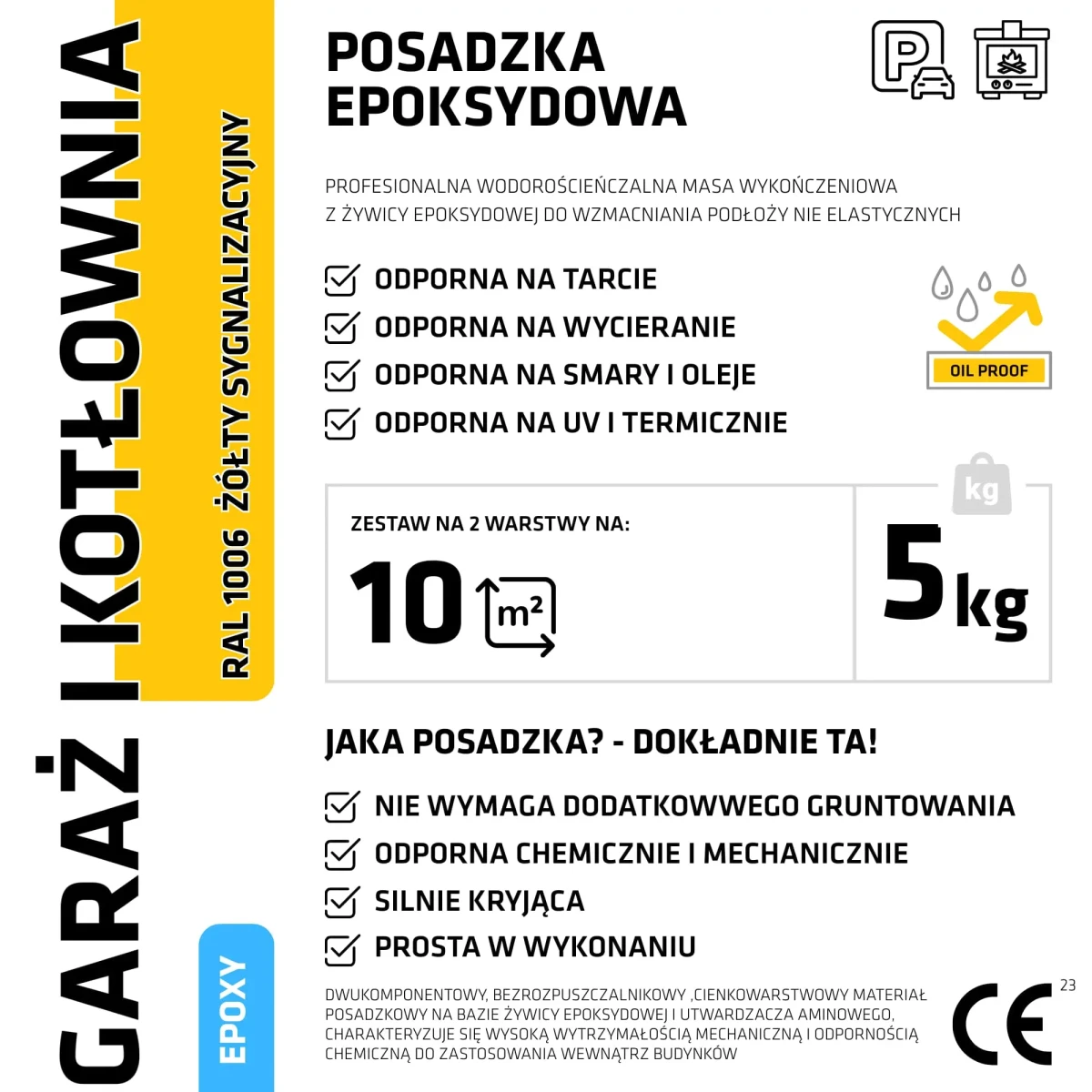 ŻYWICA EPOKSYDOWA NA POSADZKĘ GARAŻ ZESTAW NA 10m2 RAL 1005 ŻÓŁTY SYGNAŁOWY – dekoracyjne do wnętrz – Szklane Mozaiki
