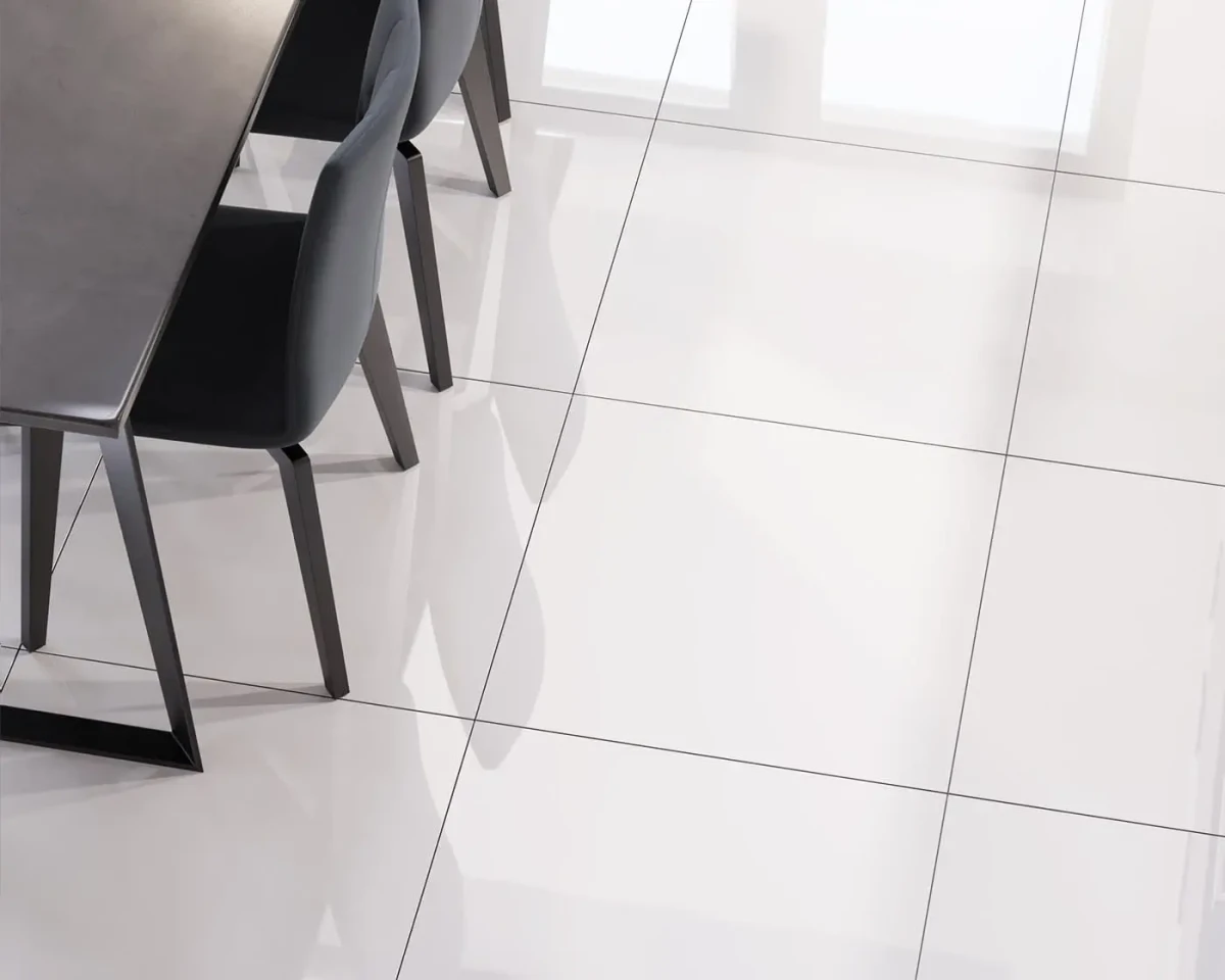 PŁYTKA REKTYFIKOWANA SZKLIWIONA BIAŁA ALASKA POLER 60x60cm – dekoracyjne do wnętrz – Szklane Mozaiki