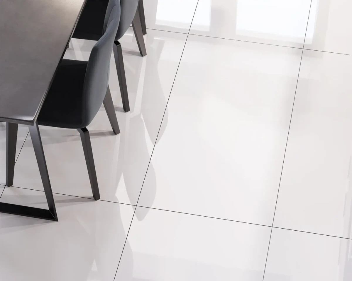 PŁYTKA REKTYFIKOWANA SZKLIWIONA BIAŁA ALASKA POLER 60x120 cm – dekoracyjne do wnętrz – Szklane Mozaiki