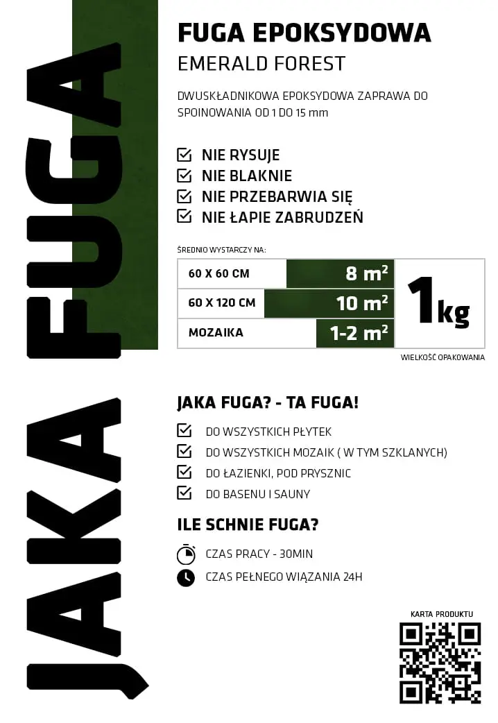 JAKA FUGA | epoksydowa FUGA EMERALD ZIELONA do płytek i mozaik – dekoracyjne do wnętrz – Szklane Mozaiki