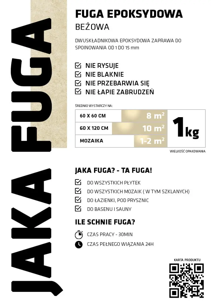 JAKA FUGA | epoksydowa FUGA BEŻOWA do płytek i mozaik – dekoracyjne do wnętrz – Szklane Mozaiki