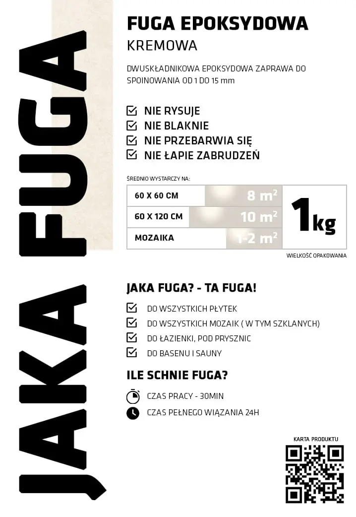 JAKA FUGA | epoksydowa FUGA KREMOWA do płytek i mozaik – dekoracyjne do wnętrz – Szklane Mozaiki