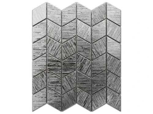 MOZAIKA SZKLANA CHEVRON ROMB SILVER SREBRNA CHROM METALIC STRUKTURA