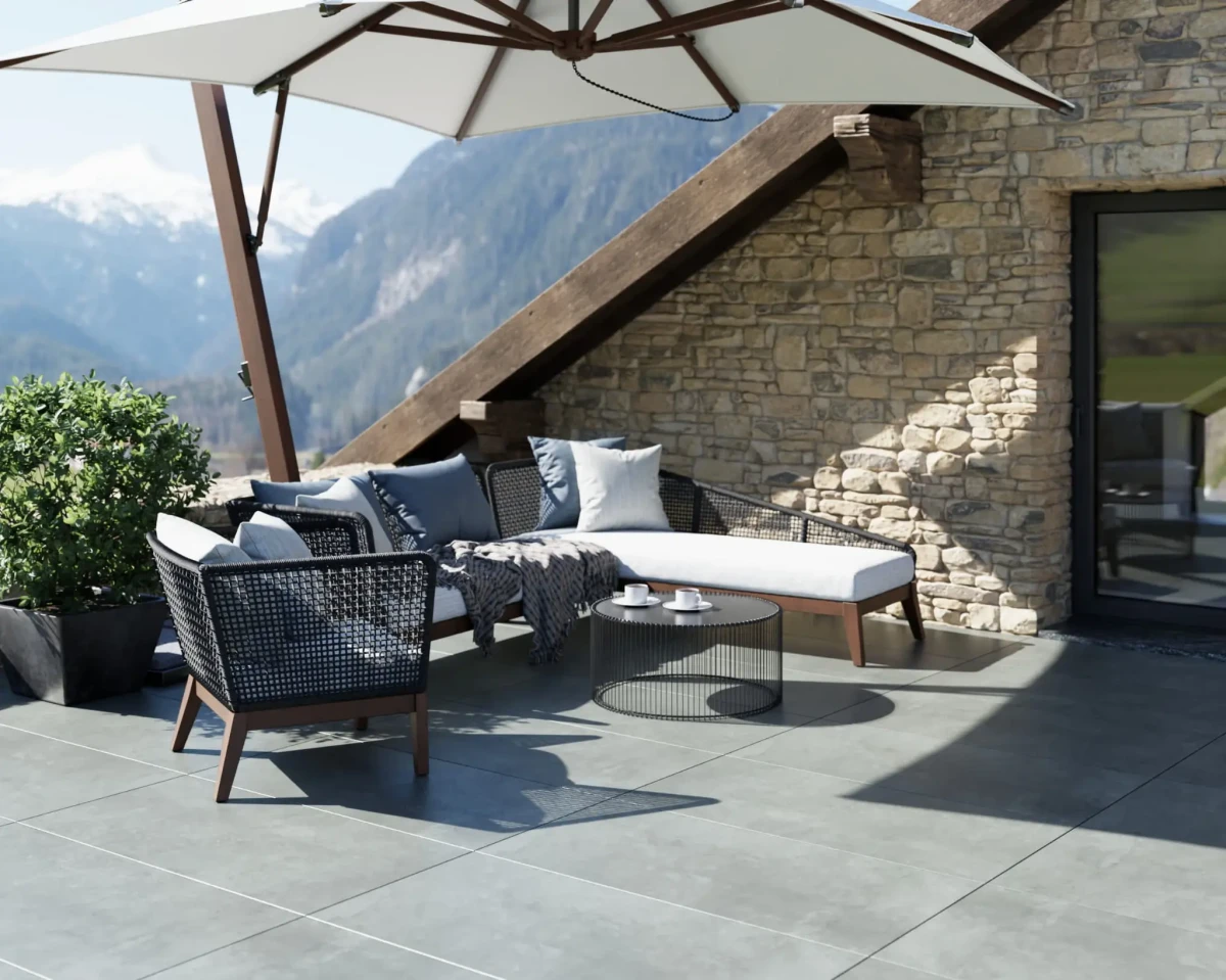 PŁYTKA TARASOWA BETON SZARA BRICO PIZARRA 2cm 60x120cm – dekoracyjne do wnętrz – Szklane Mozaiki