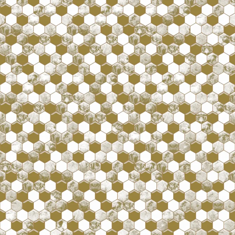 Mozaika ceramiczna Heksagon Volcano Gold White - szklanemozaiki.pl