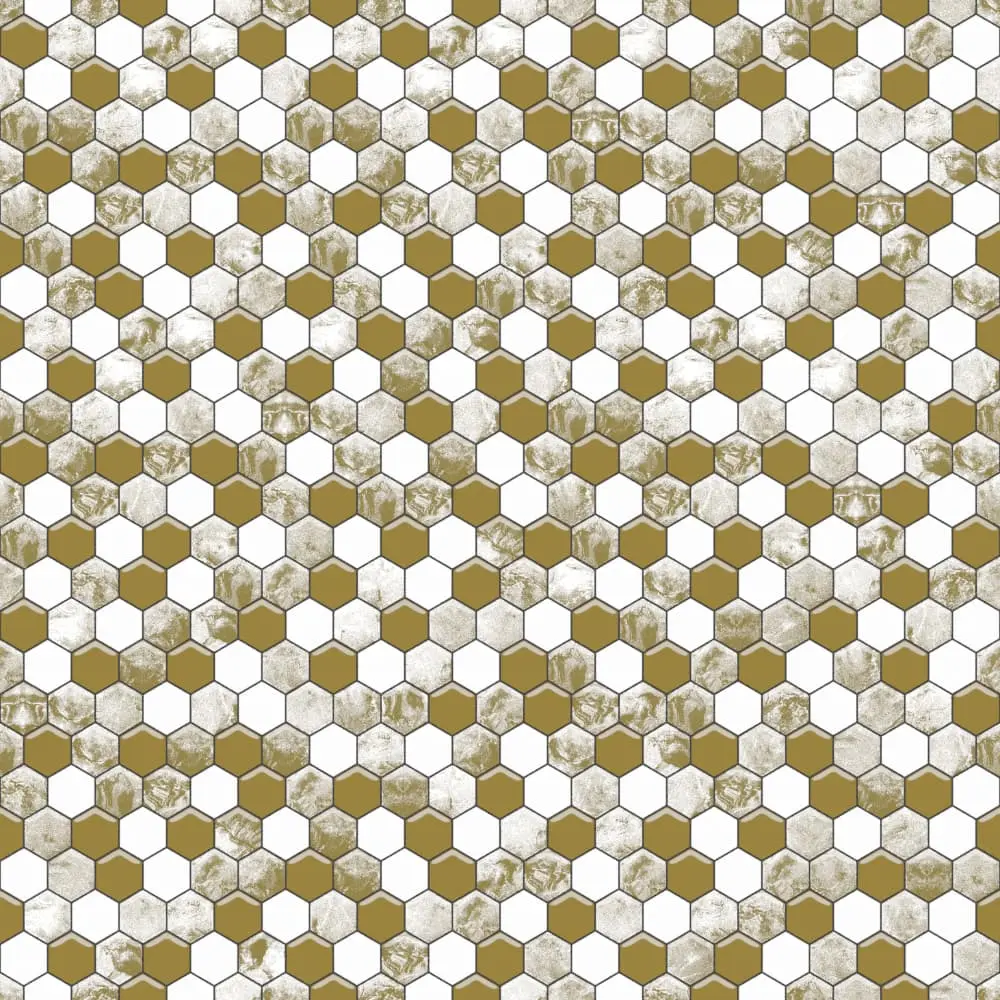 Mozaika ceramiczna Heksagon Volcano Gold White - szklanemozaiki.pl