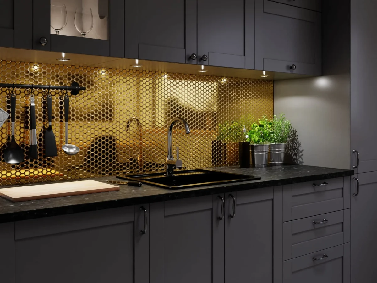 Mozaika ceramiczna Heksagon Gold metalic - szklanemozaiki.pl