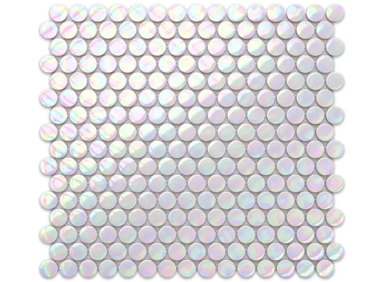 Mozaika ceramiczna Penny Dots white pearl połysk - szklanemozaiki.pl