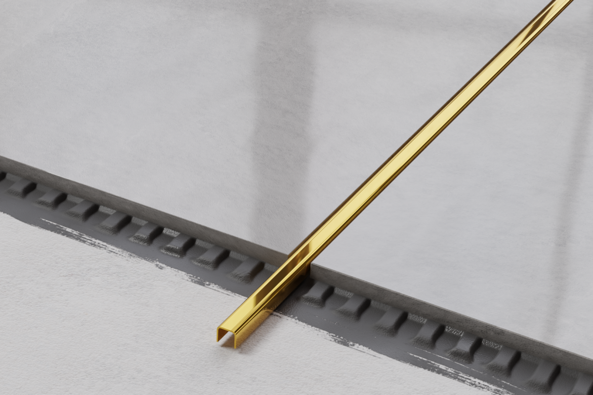 PROFIL METALOWY C ZŁOTY GOLD POŁYSK POLER – dekoracyjne do wnętrz – Szklane Mozaiki