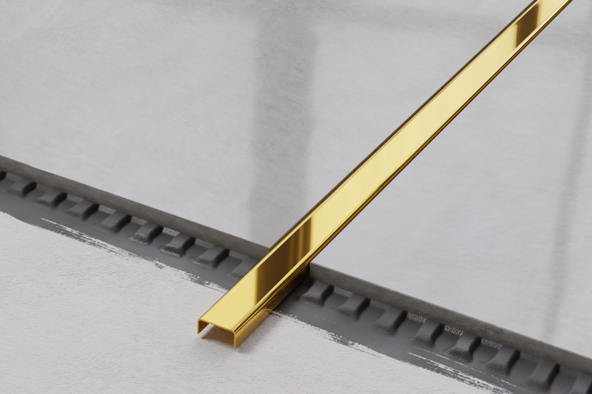 PROFIL METALOWY C ZŁOTY GOLD POŁYSK POLER – dekoracyjne do wnętrz – Szklane Mozaiki