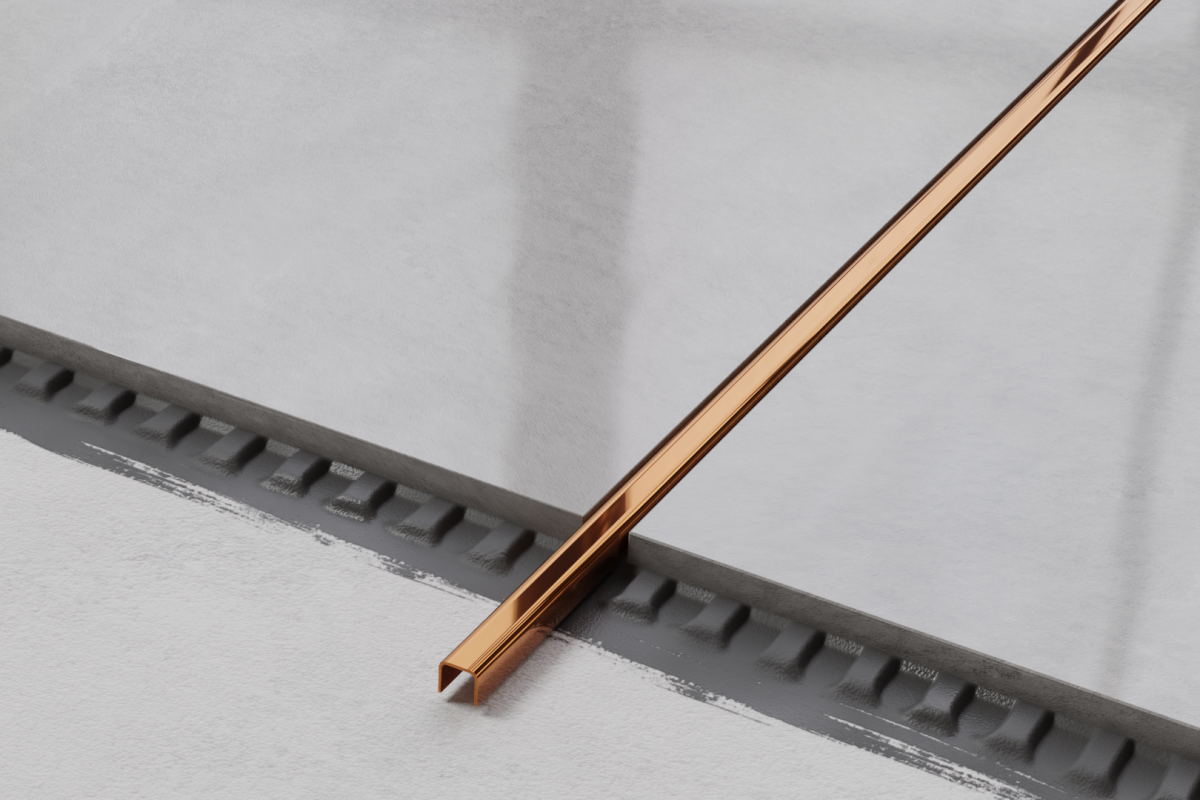 PROFIL METALOWY C MIEDZIANY COPPER  POŁYSK POLER – dekoracyjne do wnętrz – Szklane Mozaiki
