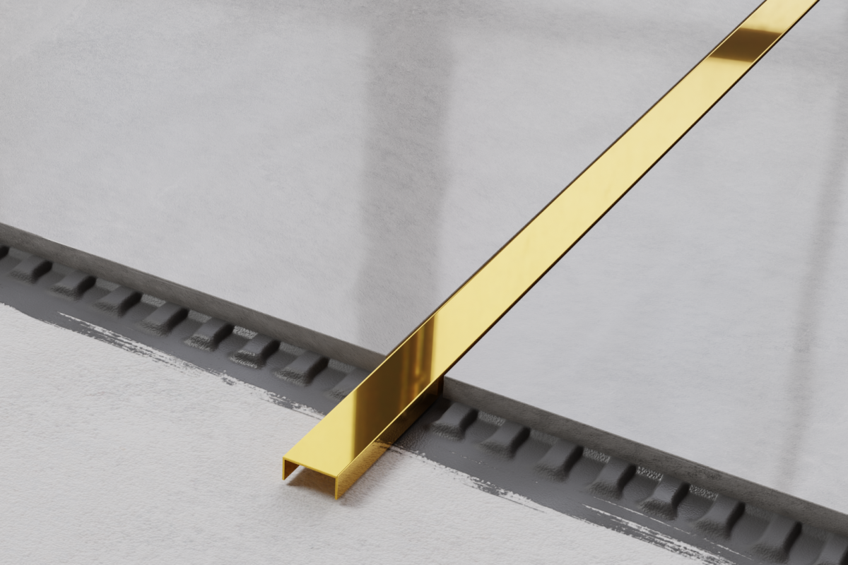 PROFIL METALOWY REKTYFIKOWANY U ZŁOTY GOLD POŁYSK POLER – dekoracyjne do wnętrz – Szklane Mozaiki
