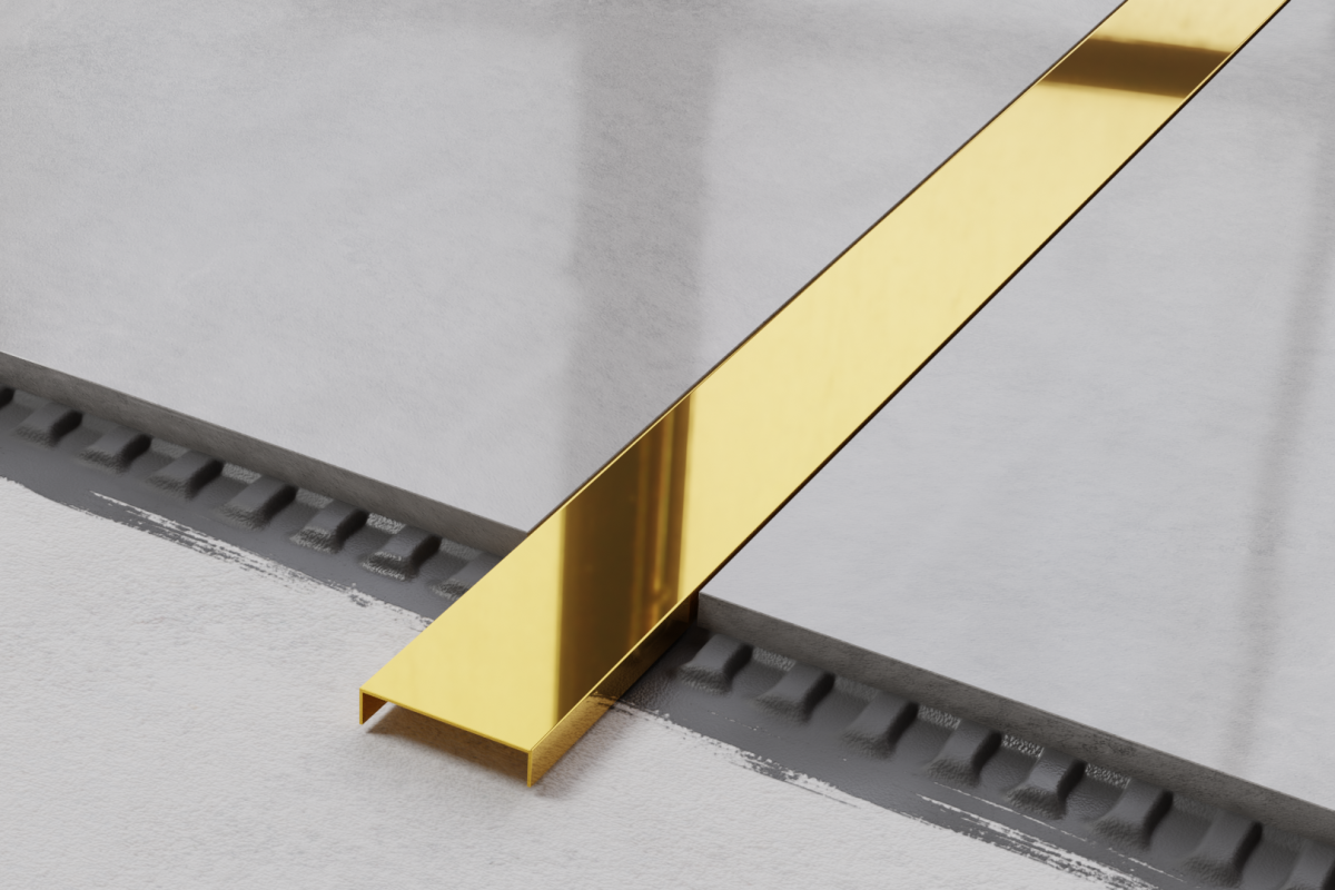 PROFIL METALOWY REKTYFIKOWANY U ZŁOTY GOLD POŁYSK POLER – dekoracyjne do wnętrz – Szklane Mozaiki