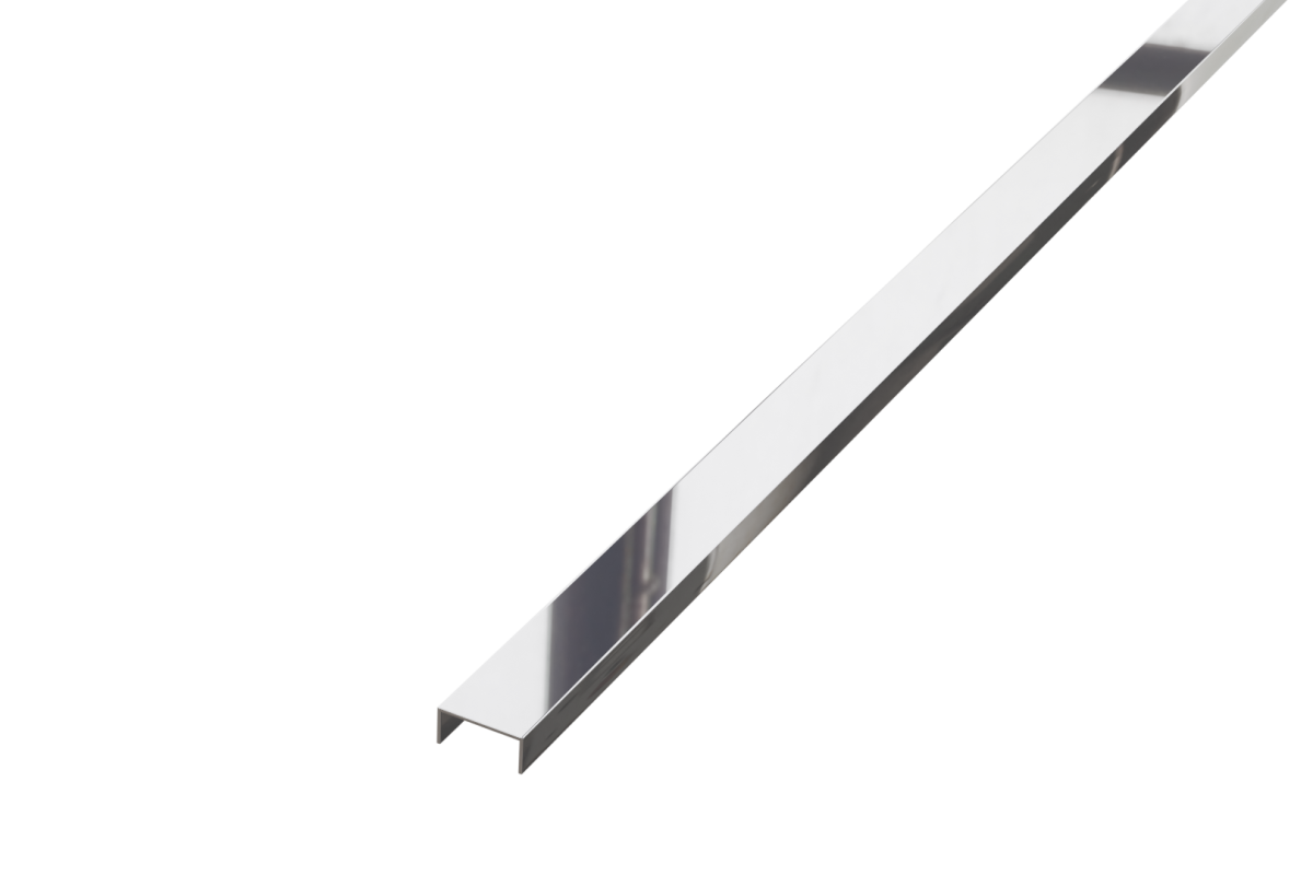 PROFIL METALOWY REKTYFIKOWANY U SREBRNY SILVER POŁYSK POLER – dekoracyjne do wnętrz – Szklane Mozaiki