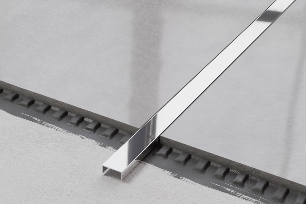 PROFIL METALOWY REKTYFIKOWANY U SREBRNY SILVER POŁYSK POLER – dekoracyjne do wnętrz – Szklane Mozaiki