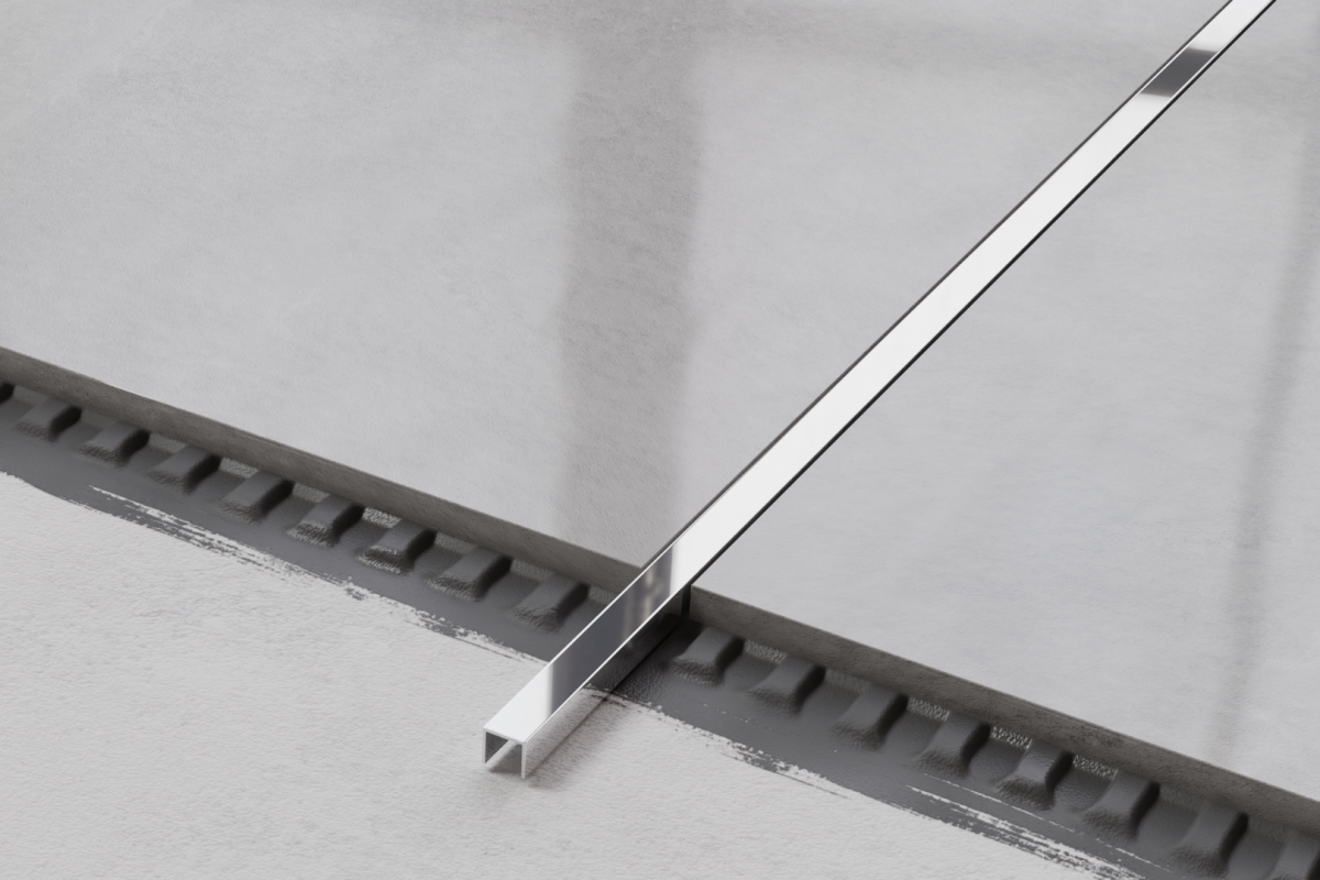PROFIL METALOWY REKTYFIKOWANY U SREBRNY SILVER POŁYSK POLER – dekoracyjne do wnętrz – Szklane Mozaiki