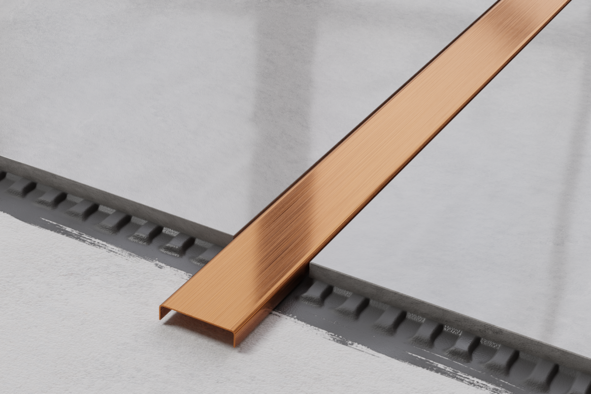 PROFIL METALOWY C MIEDZIANY COPPER  MATOWY SZCZOTKOWANY – dekoracyjne do wnętrz – Szklane Mozaiki