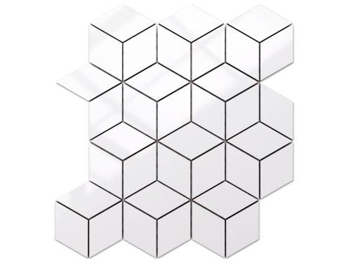 MOZAIKA GRESOWA DIAMOND ROMB WHITE BIAŁA ALASKA