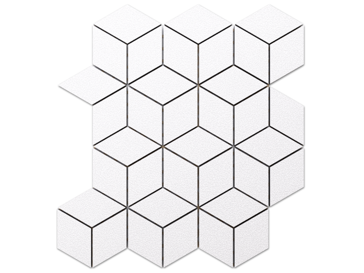 MOZAIKA GRESOWA DIAMOND ROMB WHITE BIAŁA ALASKA – dekoracyjne do wnętrz – Szklane Mozaiki