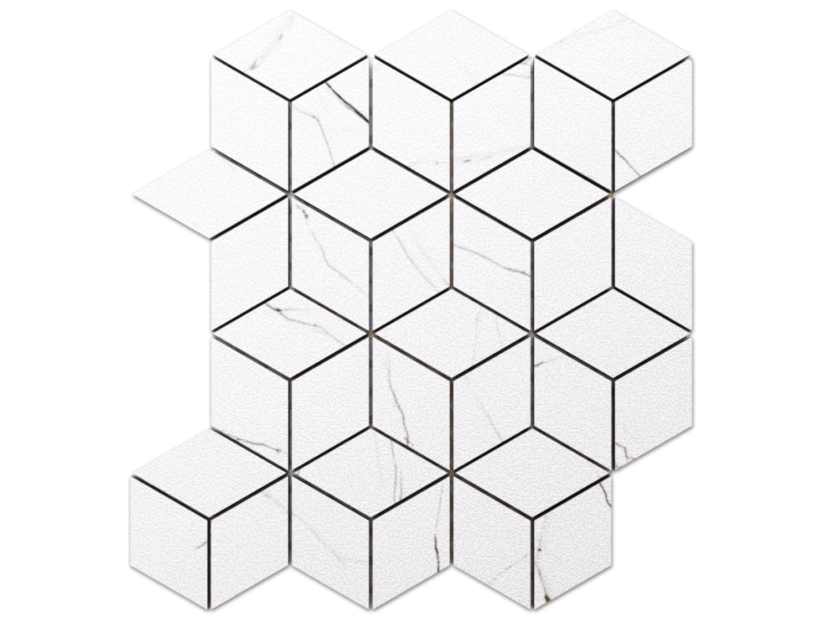 MOZAIKA GRESOWA DIAMOND ROMB CARRARA MARMUR – dekoracyjne do wnętrz – Szklane Mozaiki