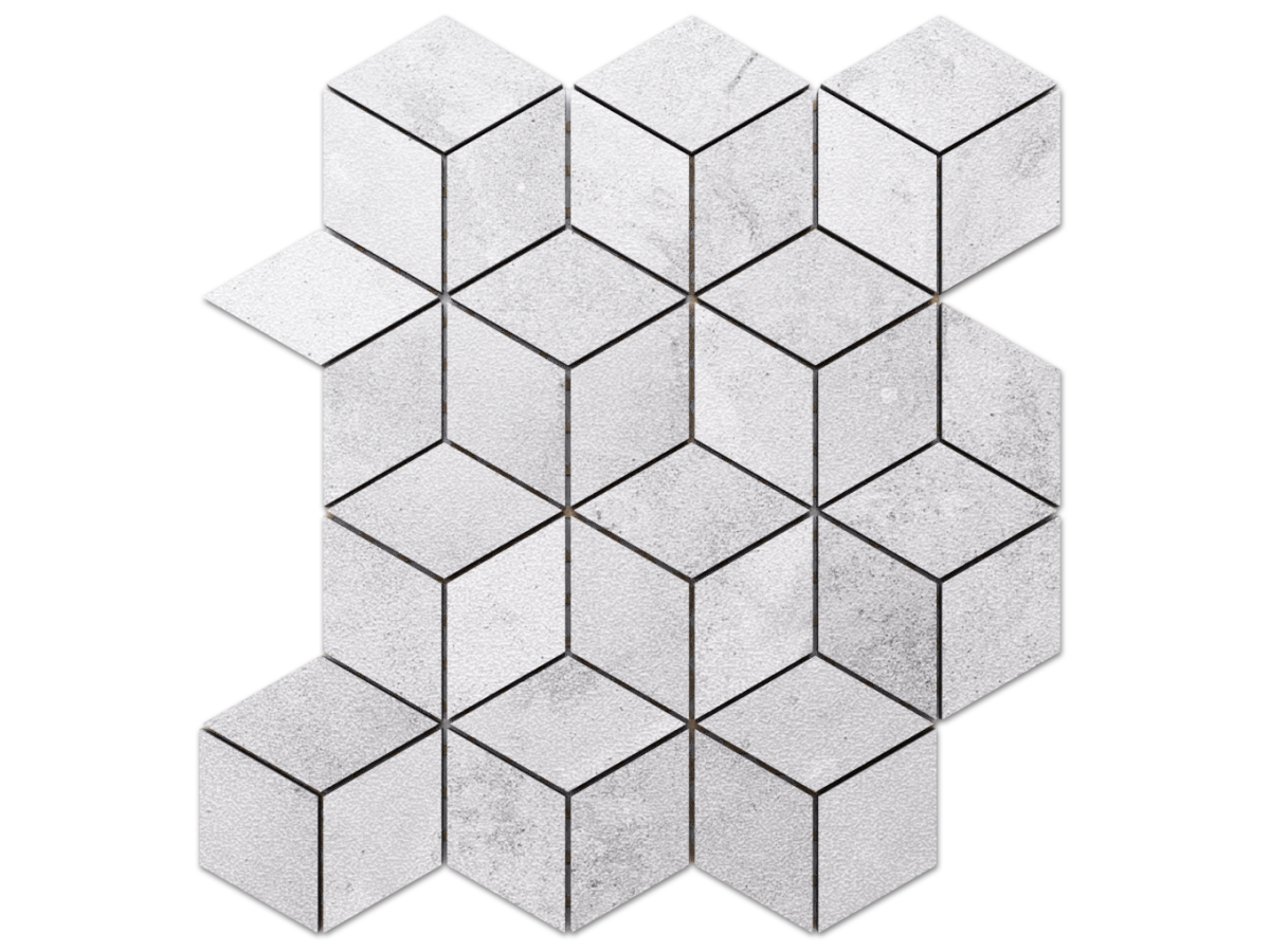 MOZAIKA GRESOWA DIAMOND ROMB JASNA SZARA – dekoracyjne do wnętrz – Szklane Mozaiki