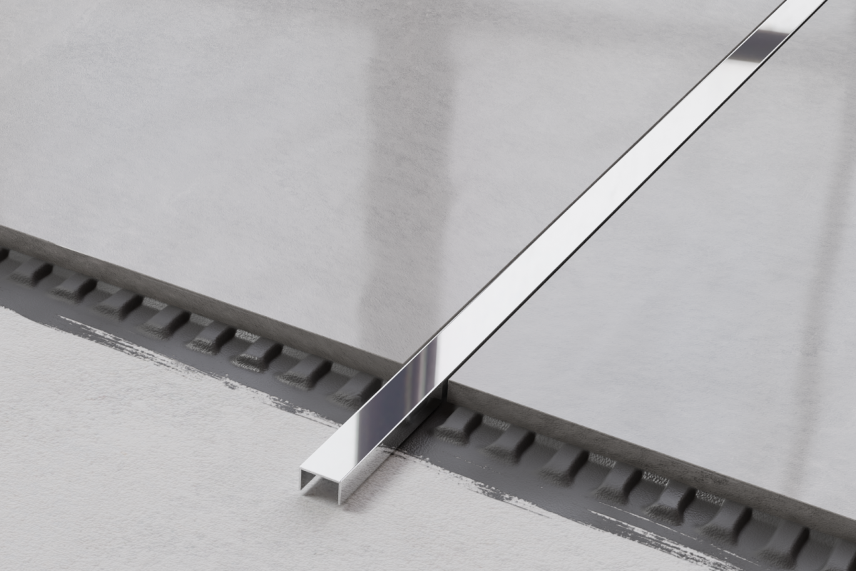 PROFIL METALOWY REKTYFIKOWANY U SREBRNY SILVER POŁYSK POLER – dekoracyjne do wnętrz – Szklane Mozaiki