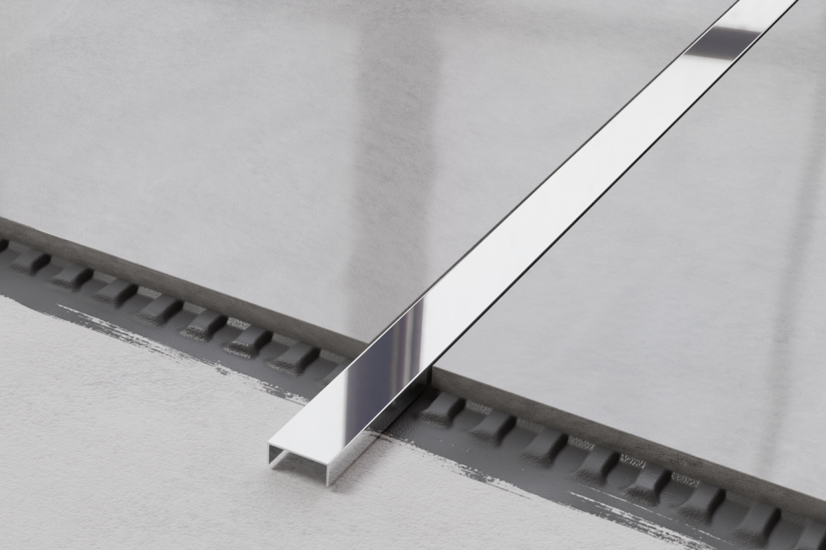 PROFIL METALOWY REKTYFIKOWANY U SREBRNY SILVER POŁYSK POLER – dekoracyjne do wnętrz – Szklane Mozaiki