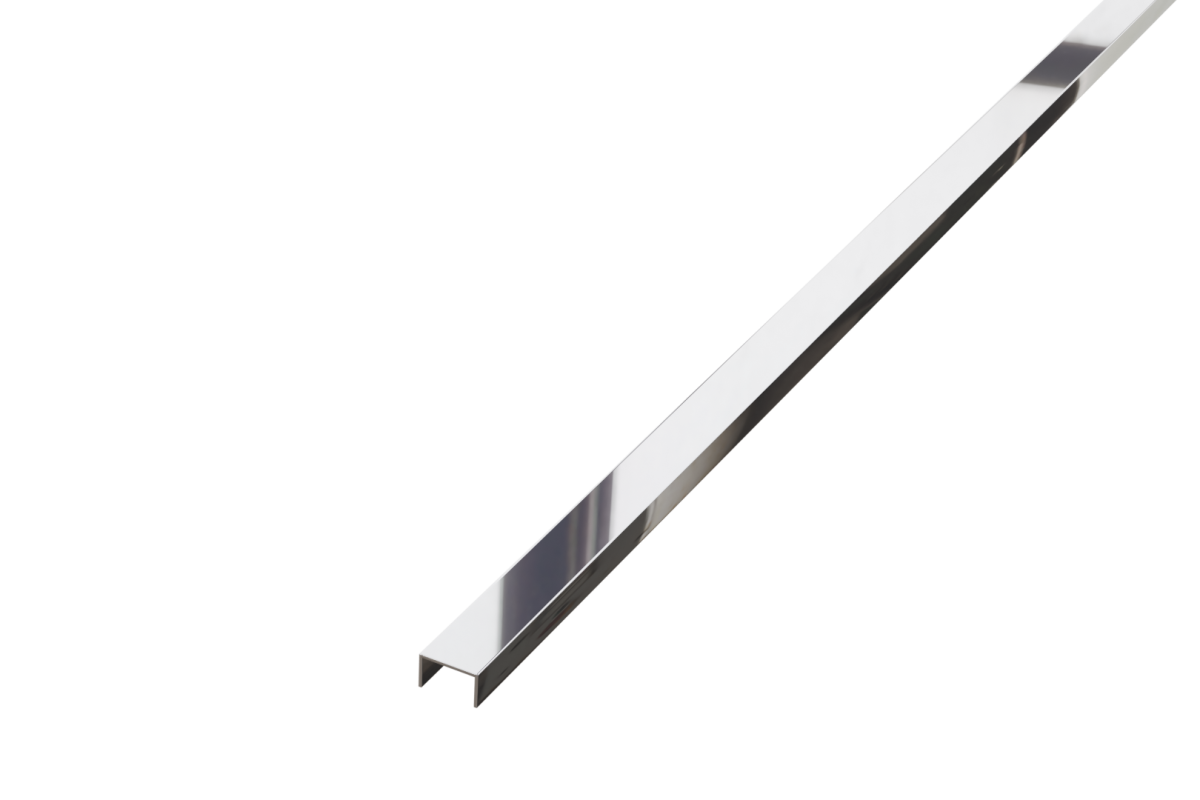 PROFIL METALOWY REKTYFIKOWANY U SREBRNY SILVER POŁYSK POLER – dekoracyjne do wnętrz – Szklane Mozaiki