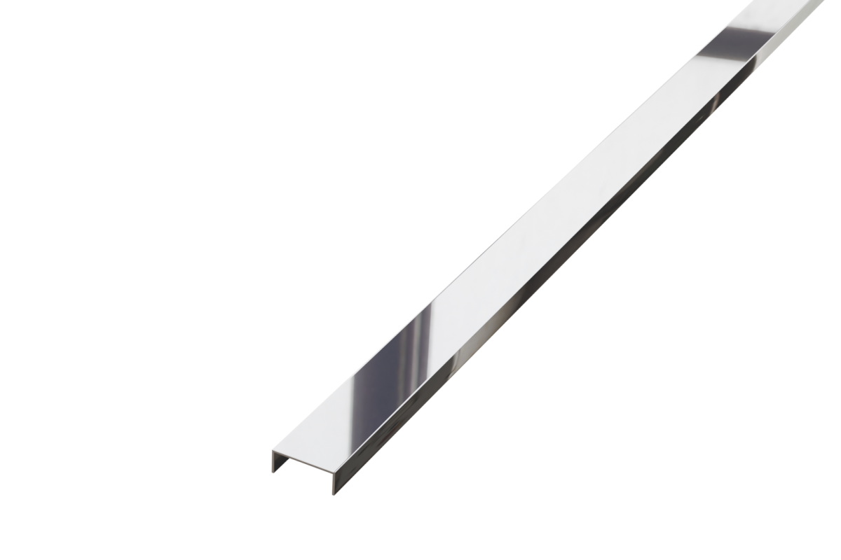 PROFIL METALOWY REKTYFIKOWANY U SREBRNY SILVER POŁYSK POLER – dekoracyjne do wnętrz – Szklane Mozaiki