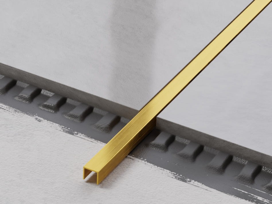 PROFIL METALOWY REKTYFIKOWANY U ZŁOTY GOLD MATOWY – dekoracyjne do wnętrz – Szklane Mozaiki