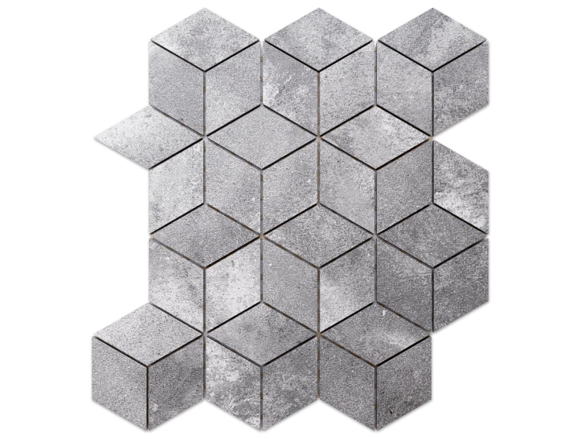 MOZAIKA GRESOWA DIAMOND ROMB CIEMNA SZARA – dekoracyjne do wnętrz – Szklane Mozaiki