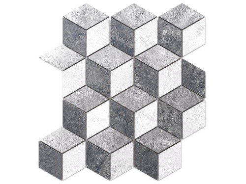 MOZAIKA GRESOWA DIAMOND ROMB SZARA 3D