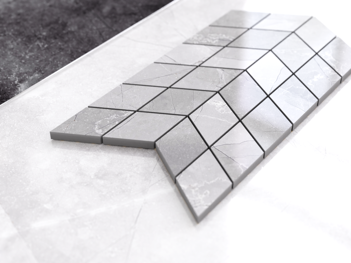 MOZAIKA GRESOWA DOUBLE CHEVRON LEZA GREY – dekoracyjne do wnętrz – Szklane Mozaiki