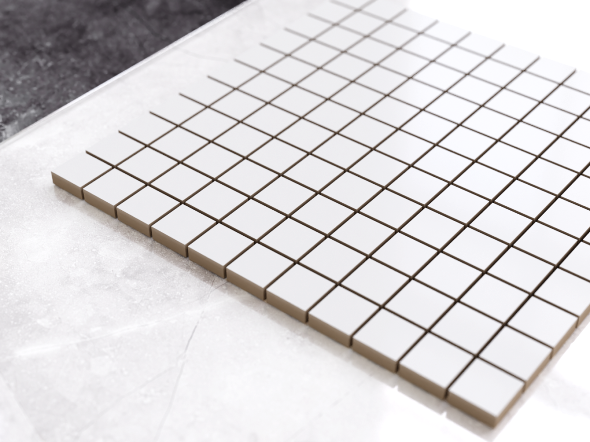 MOZAIKA CERAMICZNA BIAŁA SUPER WHITE MATOWA KOSTKA 2.5 30x30cm – dekoracyjne do wnętrz – Szklane Mozaiki