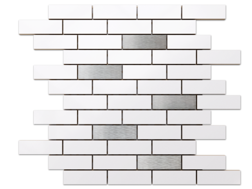 MOZAIKA CERAMICZNA BIAŁA WHITE MATOWA SILVER CEGIEŁKA MUREK NIEREGULARNY