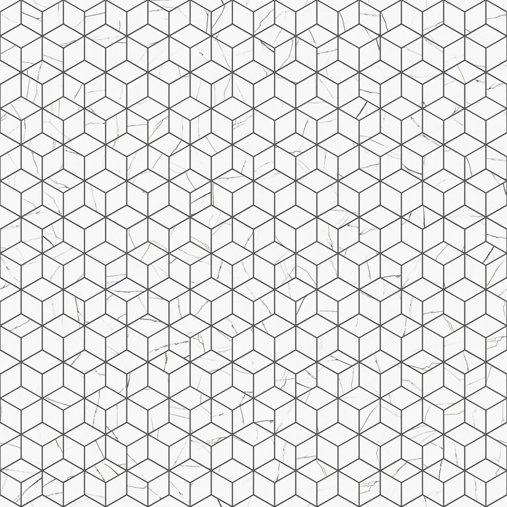 MOZAIKA GRESOWA DIAMOND ROMB CARRARA MARMUR – dekoracyjne do wnętrz – Szklane Mozaiki