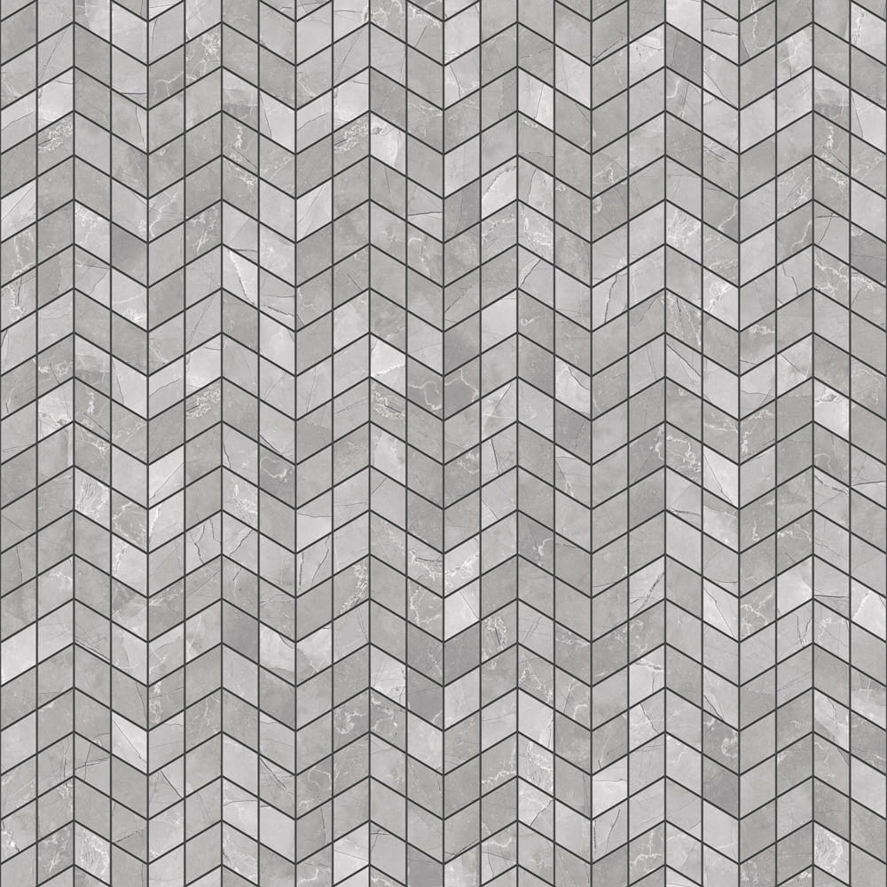 MOZAIKA GRESOWA DOUBLE CHEVRON LEZA GREY – dekoracyjne do wnętrz – Szklane Mozaiki