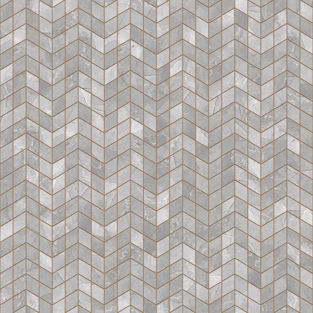 MOZAIKA GRESOWA DOUBLE CHEVRON LEZA GREY – dekoracyjne do wnętrz – Szklane Mozaiki