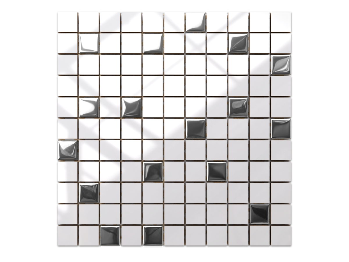 MOZAIKA CERAMICZNA SZKLANA SILVER CHROM METALIZOWANA 9mm 30x30cm – dekoracyjne do wnętrz – Szklane Mozaiki